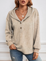Womens Casual Striped Loose Button Pullover Top Long Sleeve Drawstring Hoodie 