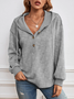 Womens Casual Striped Loose Button Pullover Top Long Sleeve Drawstring Hoodie 