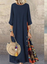 Loose Color Block Casual Crew Neck Dress