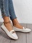 Women Rhinestone Chain Decor Slip On Loafers