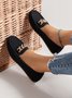 Women Rhinestone Chain Decor Slip On Loafers
