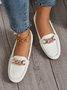 Women Rhinestone Chain Decor Slip On Loafers