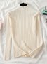 Women's Casual Striped Knit High Stretch Long Sleeve Sweater Everyday Home Clothing