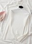 Women's Casual Striped Knit High Stretch Long Sleeve Sweater Everyday Home Clothing