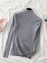 Women's Casual Striped Knit High Stretch Long Sleeve Sweater Everyday Home Clothing