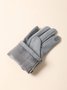 Bowknot Lapel Fur Fleece Warm Elegant Gloves