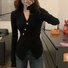 Casual Plain Buckle Cross Long Sleeve Sweater