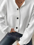 Plain Knitted Fabric Casual Blouse