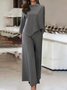 Loose Knitted Casual Plain Two-Piece Set