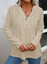 Women Plain Eyelet Hoodie Casual Long Sleeve T-shirt