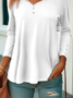Women Plain Sweetheart Neckline Casual Long Sleeve T-shirt