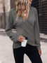 Women Geometric V Neck Casual Long Sleeve T-shirt