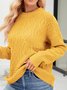Loose Plain Yarn/Wool Yarn Casual Sweater