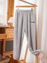 Fluff/Granular Fleece Fabric Loose Casual Plain Pants