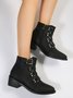 Vintage Rivet Buckle Strap Block Heel Boots
