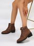 Vintage Rivet Buckle Strap Block Heel Boots