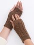 Casual Twist Knit Half Finger Gloves