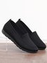 Women Casual Ribbed Fly-knit Fabric Slip On Shoes