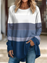 Women Striped Crew Neck Casual Long Sleeve T-shirt