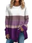 Women Striped Crew Neck Casual Long Sleeve T-shirt