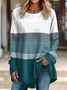 Women Striped Crew Neck Casual Long Sleeve T-shirt