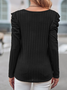 Casual Loose Plain Square Neck Shirt