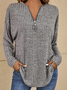 Women's V Neck Plain Casual Top