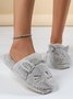 Cartoon Cat Design Embroidery Slip-on Fluffy Home Slippers