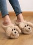 Casual Cartoon Dog Fluffy Toe-covered Slippers