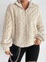 Casual Plain V Neck Sweatshirt