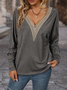 V Neck Casual Plain Loose Shirt