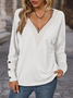 V Neck Casual Plain Loose Shirt