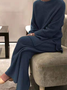 Casual Plain Regular Fit Crew Neck Two-Piece Set