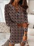 Casual Geometric Loose Dress With No