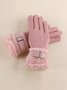 Women Buckle Faux Lambswool Gloves