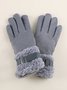 Women Buckle Faux Lambswool Gloves