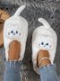 Casual Cartoon Cat Embroidery Fleece Fluffy Slippers