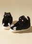 Casual Cartoon Cat Embroidery Fleece Fluffy Slippers