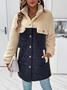 Casual Fluff/Granular Fleece Fabric Loose Two Tone Drop Shoulder Teddy Jacket