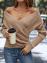 Casual Yarn/Wool Yarn V Neck Sweater