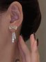 Elegant Rhinestone Bow Tassel Dangle Earrings