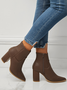 Women Minimalist Embossed Chunky Heel Boots