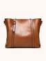 Vintage Large Capacity Zipper Tote Bag Commuting Crossbody Bag