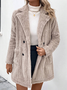 Fluff/Granular Fleece Fabric Lapel Collar Buckle Casual Teddy Jacket