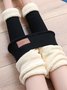 Knitted Plain Fleece Casual Leggings