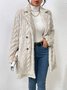 Warmth Buckle Jacquard Long Sleeve Casual Plain Fleece Fabric Teddy Jacket