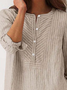 Stripe Pattern Loose Crew Neck Casual Blouse