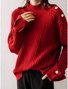 Casual Crew Neck Plain Loose Sweater