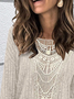 Crew Neck Lace Casual Loose Shirt