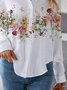 Casual Shawl Collar Loose Floral Blouse